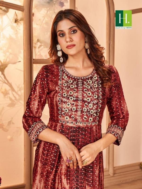 Hirwa Shibori Vol 3 Nyra Cut Rayon Designer Long Kurti Collection